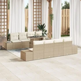 Conjunto de sofá de jardín de 9 piezas con cojines Beige Ratán Poli de , Sofás de exterior - Ref: Foro24-3349147, Precio: 707...
