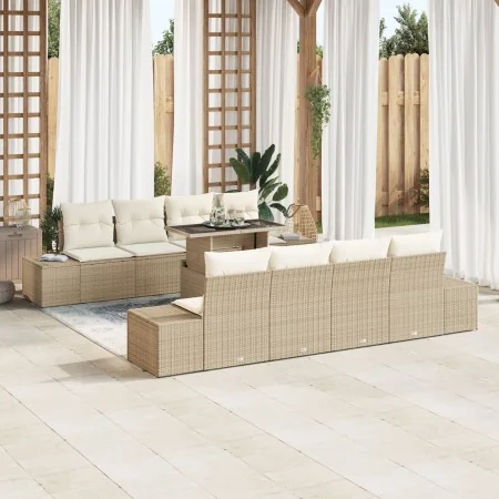 Conjunto de sofá de jardín de 9 piezas con cojines Beige Ratán Poli by , Outdoor sofas - Ref: Foro24-3349147, Price: 707,98 €...