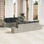 Juego de Sofás de Jardín de 9 Piezas con Cojines Gris Claro de Ratán | Foro24.es | Tu tienda online para hogar, jardín y más Foro24.es