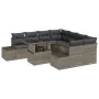 Conjunto de Sofá de Jardín de 9 Piezas con Cojines Gris Ratán Poliéster by , Outdoor sofas - Ref: Foro24-3349155, Price: 618,...