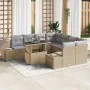 Conjunto de Sofá de Jardín de 9 Piezas con Cojines Beige Poliratán | Foro24.es | Tu tienda online para hogar, jardín y más Foro24.es