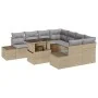 Conjunto de Sofá de Jardín de 9 Piezas con Cojines Beige Poliratán | Foro24.es | Tu tienda online para hogar, jardín y más Foro24.es