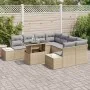 Conjunto de Sofá de Jardín de 9 Piezas con Cojines Beige Poliratán | Foro24.es | Tu tienda online para hogar, jardín y más Foro24.es