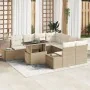 Conjunto de Sofá de Jardín de 9 Piezas con Cojines Beige de Ratán Poliéster by , Outdoor sofas - Ref: Foro24-3349157, Price: ...