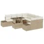 Conjunto de Sofá de Jardín de 9 Piezas con Cojines Beige de Ratán Poliéster by , Outdoor sofas - Ref: Foro24-3349157, Price: ...