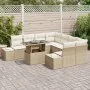Conjunto de Sofá de Jardín de 9 Piezas con Cojines Beige de Ratán Poliéster by , Outdoor sofas - Ref: Foro24-3349157, Price: ...