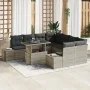Juego de Sofá de Jardín de 9 Piezas con Cojines de Ratán de Polímero Gris Claro by , Outdoor sofas - Ref: Foro24-3349158, Pri...