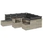 Juego de Sofá de Jardín de 9 Piezas con Cojines de Ratán de Polímero Gris Claro by , Outdoor sofas - Ref: Foro24-3349158, Pri...