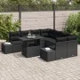 Juego de Sofás de Jardín de 9 Piezas con Cojines Negro Ratán Poliéster by , Outdoor sofas - Ref: Foro24-3349159, Price: 643,8...