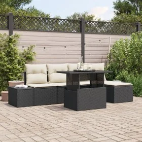 Juego de Sofás de Jardín de 6 Piezas con Cojines Negro de Ratán Poliéster by , Outdoor sofas - Ref: Foro24-3349163, Price: 41...
