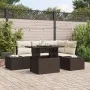 Conjunto de sofá de jardín de 5 piezas con cojines marrón de poli-rattan | Foro24.es | Tu tienda online para hogar, jardín y más Foro24.es