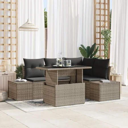 Conjunto de Sofá de Jardín de 5 Piezas con Cojines Gris Poliratán von , Outdoor-Sofas - Ref: Foro24-3349175, Preis: 398,19 €,...