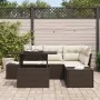 Conjunto de sofá de jardín de 5 piezas con cojines marrón de poli-rattan | Foro24.es | Tu tienda online para hogar, jardín y más Foro24.es