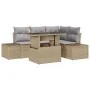 Conjunto de Sofá de Jardín de 5 Piezas con Cojines Beige de Poliratán | Foro24.es | Tu tienda online para hogar, jardín y más Foro24.es