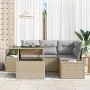 Conjunto de Sofá de Jardín de 5 Piezas con Cojines Beige de Poliratán | Foro24.es | Tu tienda online para hogar, jardín y más Foro24.es