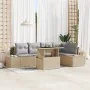 Conjunto de Sofás de Jardín de 6 Piezas con Cojines Beige de Poliratán | Foro24.es | Tu tienda online para hogar, jardín y más Foro24.es