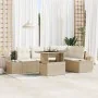 Conjunto de Sofás de Jardín de 6 Piezas con Cojines Beige Poliratán by , Outdoor sofas - Ref: Foro24-3349187, Price: 501,40 €...