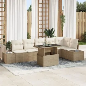 Conjunto de sofá de jardín de 7 piezas con cojines beige de ratán polipropileno by , Outdoor sofas - Ref: Foro24-3349197, Pri...