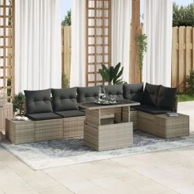 Juego de Sofás de Jardín de 7 Piezas con Cojines Gris Claro de Poliratán by , Outdoor sofas - Ref: Foro24-3349198, Price: 566...