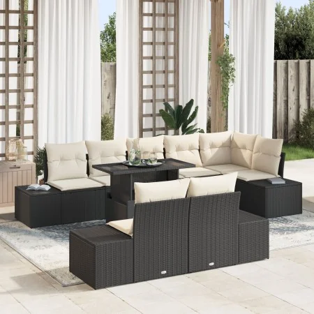 Juego de Sofá de Jardín Set de 9 Negro y crema by , Outdoor sofas - Ref: Foro24-3349203, Price: 687,86 €, Discount: -5%%