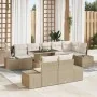 Juego de Sofás de Jardín Conjunto de 9 Beige Ratán, Poliéster by , Outdoor sofas - Ref: Foro24-3349207, Price: 724,91 €, Disc...