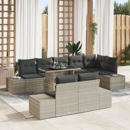 Conjunto de sofá de jardín 9 piezas Gris con cojines negros | Foro24.es | Tu tienda online para hogar, jardín y más Foro24.es