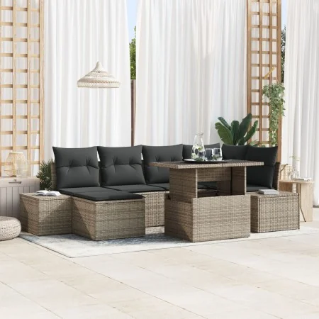 Juego de Sofá de Jardín Conjunto de 7 Gris Ratán, Cojines by , Outdoor sofas - Ref: Foro24-3349215, Price: 485,48 €, Discount...