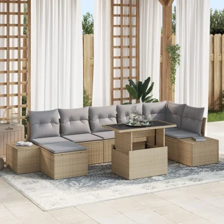 Set de Sofá de Jardín Juego de 8 Gris, Beige Ratán, Poliéster | Foro24.es | Tu tienda online para hogar, jardín y más Foro24.es