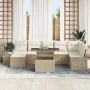 Set de Sofá de Jardín Set de 8 Beige Ratán, Poliéster, Vidrio von , Outdoor-Sofas - Ref: Foro24-3349227, Preis: 585,87 €, Rab...