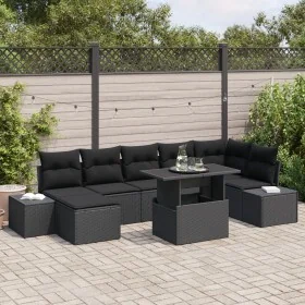Conjunto de Sofás de Jardín Conjunto de 8 Negro