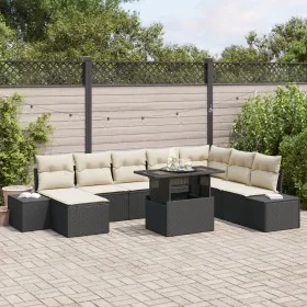 Conjunto de Sofá de Jardín 9 Piezas Negro, Crema von , Outdoor-Sofas - Ref: Foro24-3349233, Preis: 588,04 €, Rabatt: -5%%