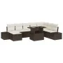Conjunto de Sofás de Jardín 9 Piezas Marrón y Crema Ratán, Tela | Foro24.es | Tu tienda online para hogar, jardín y más Foro24.es