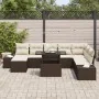 Conjunto de Sofás de Jardín 9 Piezas Marrón y Crema Ratán, Tela | Foro24.es | Tu tienda online para hogar, jardín y más Foro24.es
