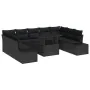 Conjunto de Sofás de Jardín 10 Piezas Negro Ratán, Tela by , Outdoor sofas - Ref: Foro24-3349249, Price: 695,54 €, Discount: ...