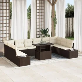 Conjunto de Sofá de Jardín 11 Piezas Marrón y