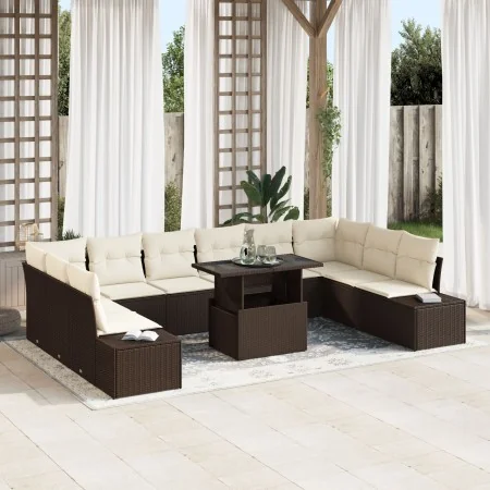 Conjunto de Sofá de Jardín 11 Piezas Marrón y Crema | Foro24.es | Tu tienda online para hogar, jardín y más Foro24.es