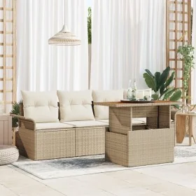 Juego de Sofá de Jardín de 5 Piezas con Cojines Beige Ratán Polivalente Acacia von , Outdoor-Sofas - Ref: Foro24-3349266, Pre...