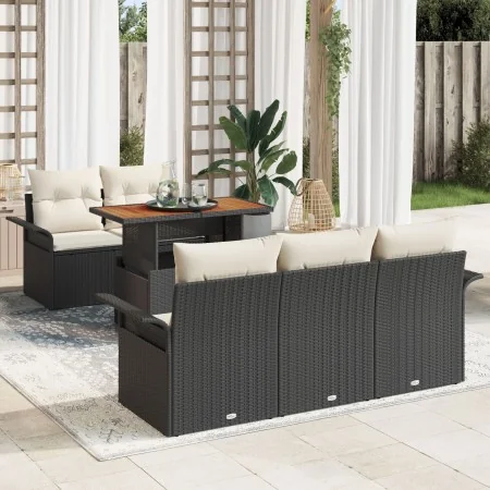 Set de Sofá de Jardín de 6 Piezas con Cojines de Ratán de Polietileno Acacia | Foro24.es | Tu tienda online para hogar, jardín y más Foro24.es
