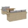 Conjunto de Sofás de Jardín de 6 Piezas con Cojines Beige Poliratán Acacia by , Outdoor sofas - Ref: Foro24-3349272, Price: 4...