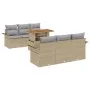 Conjunto de 7 Piezas de Sofá de Jardín con Cojines Beige Ratán Poliéster Acacia | Foro24.es | Tu tienda online para hogar, jardín y más Foro24.es