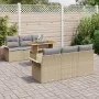 Conjunto de 7 Piezas de Sofá de Jardín con Cojines Beige Ratán Poliéster Acacia | Foro24.es | Tu tienda online para hogar, jardín y más Foro24.es