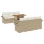 Conjunto de Sofá de Jardín de 7 Piezas con Cojines Beige Ratán Poliéster Acacia by , Outdoor sofas - Ref: Foro24-3349280, Pri...