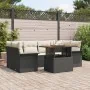 Juego de Sofá de Jardín de 7 Piezas con Cojines Ratán Poliéster Negro Acacia | Foro24.es | Tu tienda online para hogar, jardín y más Foro24.es