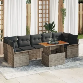 Sofás de Jardín de 8 Piezas con Cojines Gris Poliratán Acacia von , Outdoor-Sofas - Ref: Foro24-3349299, Preis: 554,87 €, Rab...