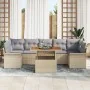 Juego de Sofá de Jardín de 8 Piezas con Cojines Beige Ratán Acacia | Foro24.es | Tu tienda online para hogar, jardín y más Foro24.es