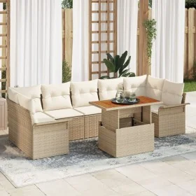 Juego de Sofá de Jardín de 8 Piezas con Cojines Beige Ratán Poli Acacia von , Outdoor-Sofas - Ref: Foro24-3349301, Preis: 611...