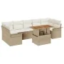 Juego de Sofá de Jardín de 8 Piezas con Cojines Beige Ratán Poli Acacia von , Outdoor-Sofas - Ref: Foro24-3349301, Preis: 611...