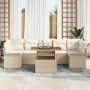 Juego de Sofá de Jardín de 8 Piezas con Cojines Beige Ratán Poli Acacia von , Outdoor-Sofas - Ref: Foro24-3349301, Preis: 611...