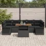 Set de Sofá de Jardín de 8 Piezas con Cojines Negro Poliratán Acacia | Foro24.es | Tu tienda online para hogar, jardín y más Foro24.es