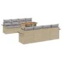 Juego de Sofá de Jardín de 9 Piezas con Cojines Beige Ratán Poli Acacia | Foro24.es | Tu tienda online para hogar, jardín y más Foro24.es
